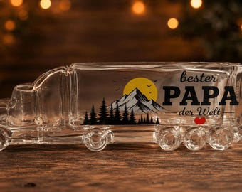 Personalized glass truck bottle | transparent | gift for dad | grandpa | Father's Day | men | liqueur bottle