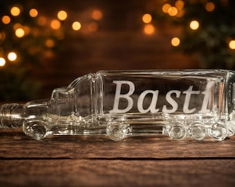 Lkw Glasflasche Geschenk | Transparent| Glas Valentinstag| Männer| Namen |personalisiert|Likörflasche
