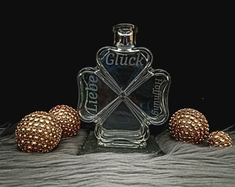 Dekoflasche mit Beleuchtung|Kleeblatt Flasche Flaschenlicht| Geschenk |Glück|Weihnachten| Name|personalisiert|Likörflasche