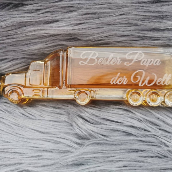 Camion | bouteille en verre de camion| Décoration|déco bouteille | Cadeau | Papa| Grand-père | Fête des pères| Homme |Bouteille de liqueur