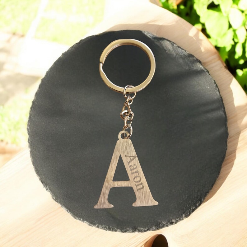 Personalized stainless steel letter keychain | Metal pendant | Name | Partner gift | Gift A
