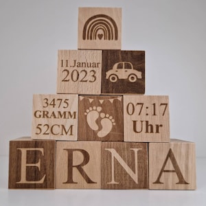 Holzwürfel mit Gravur | Geburtswürfel | Geschenke zur Geburt |Baby Geschenk personalisiert |Würfel aus Holz | Taufe | Buchstabenwürfel