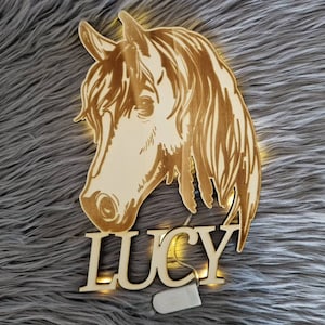 Wall light horse horse head light night light slumber light baby child wall decoration, name tag, baby gift, lettering personalized