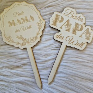 Caketopper Beste Mama /Bester Papa  Holz Tortenstecker Geburtstag Geschenk Muttertag Vatertag