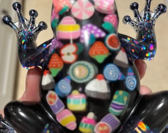 レインボーフロッグフレンド - プライドフロッグ 手描き樹脂製カエル