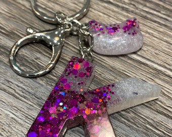 Resin Letter K White and Pink Sparkle - Etsy