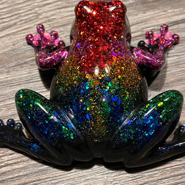 Rainbow resin frog