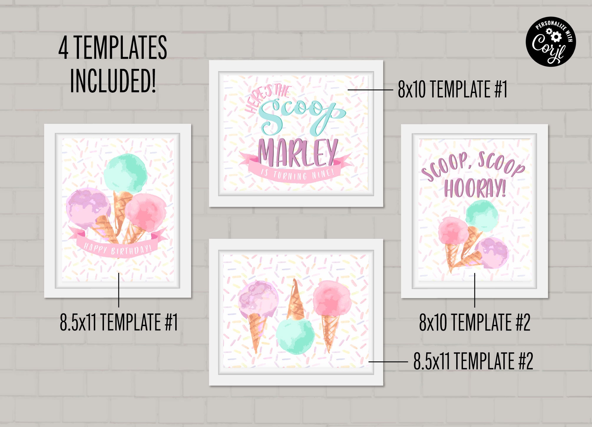 Here's the Scoop: Party Sign Bundle Ice Cream Party Instant Digital ...