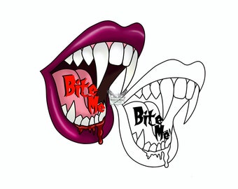 Bite Me- Fang-Vampire-Instant Download-png-jpg- SVG- files included- graphic design- sublimation-clip art-vector-cut file- Cricut SVG