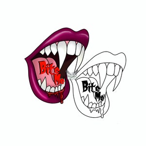 Bite Me- Fang-Vampire-Instant Download-png-jpg- SVG- files included- graphic design- sublimation-clip art-vector-cut file- Cricut SVG