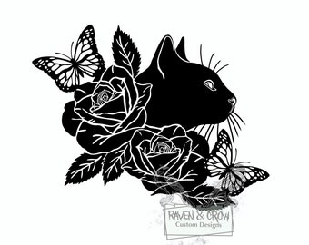猫-バラ-即時ダウンロード-svg-png-jpgファイルを含む-グラフィックデザイン-昇華-即時ダウンロード-クリップアート-
