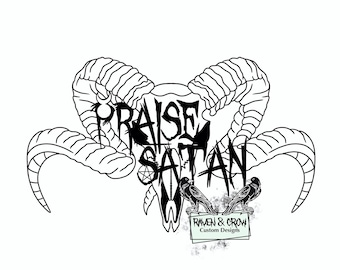 Praise Satan- ram skull-Instant Download- svg-png-jpg files included- graphic design- sublimation-clip art-vector-cut file
