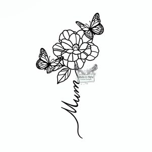 Personalisierte Mama Blume-Pfingstrose-Script Blume-Instant Download-svg-png-jpg Dateien enthalten-Grafikdesign-Sublimation-cut Datei