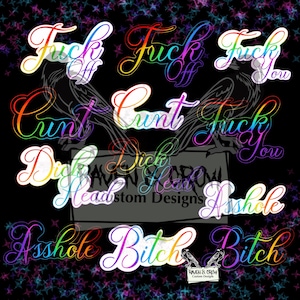 Arco iris-palabras malditas-palabra maldita-png-sublimación-paquete-clip art-descarga instantánea
