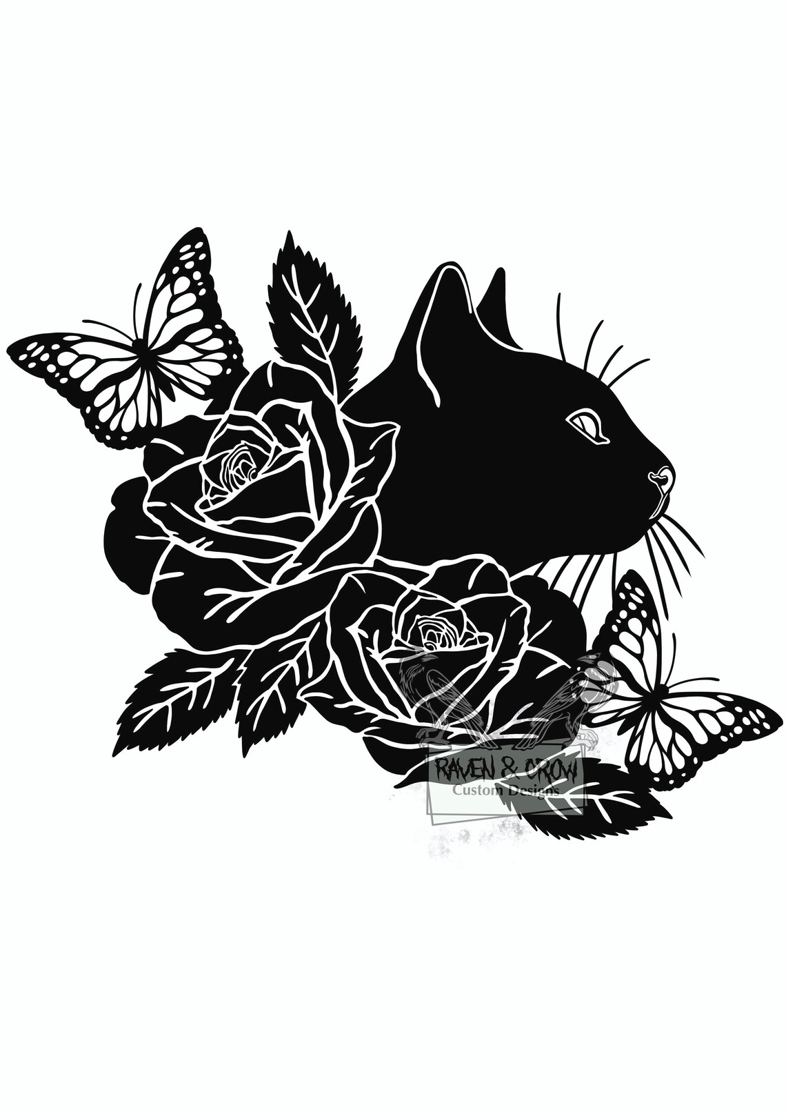 Cat- Roses- Instant Download- Svg-png-jpg Files Included- Graphic ...