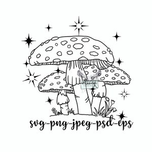 Champignon magique-PNG-SVG-Jpg-Téléchargement instantané-conception graphique-sublimation-clip art-vecteur-coupe fichier-Cricut SVG-Imprimer fichier-Mystique