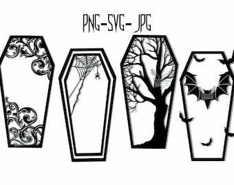 4x Coffin- Halloween-Spooky- SVG- Instant Download-png-jpg- files included- graphic design- sublimation-clip art-vector-cut file