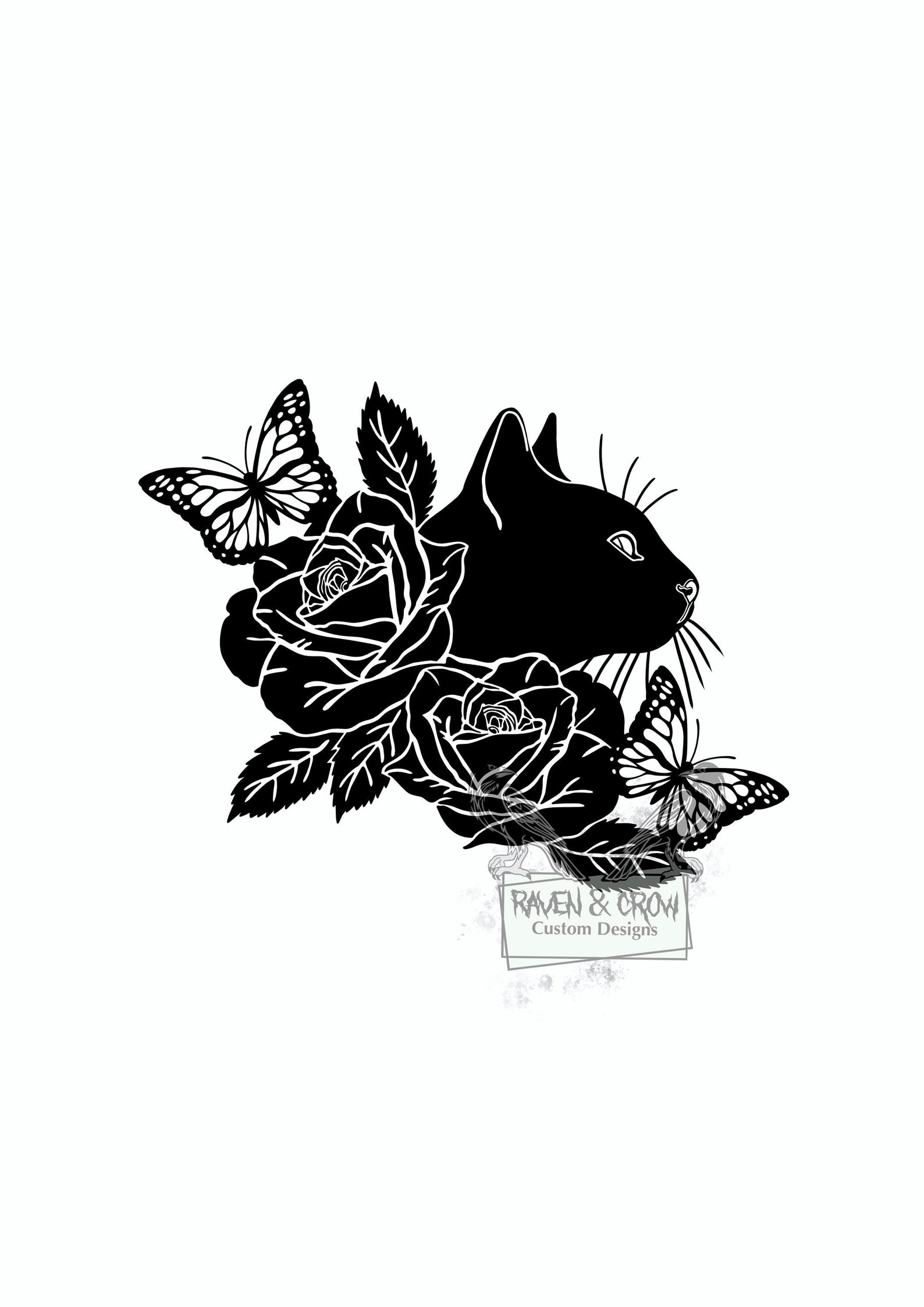 Cat- Roses- Instant Download- Svg-png-jpg Files Included- Graphic ...