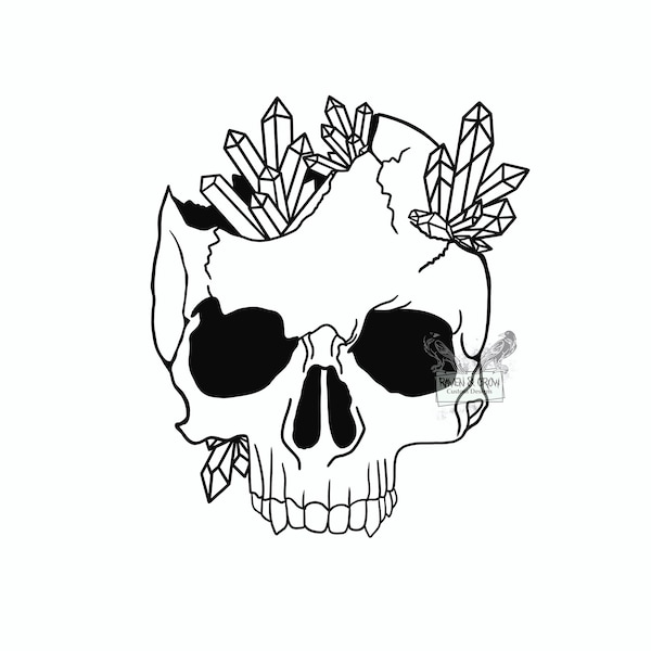 Crystal Skull-Instant Download- svg-png-jpg files included- graphic design- sublimation-clip art