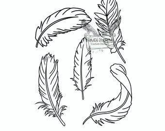 5x Feathers- Instant Download- svg-png-jpg files included- svg bundle- Feather