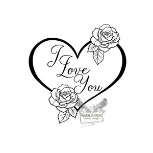 Je t'aime, coeur et rose, fichiers Instant Download-svg-png-jpg inclus