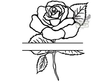 Rose Monogram SVG – Flower Cut File (Digital Download)
