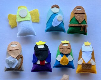 Handmade Felt Nativity Set: 9-Piece Kids Christmas Teaching Toy