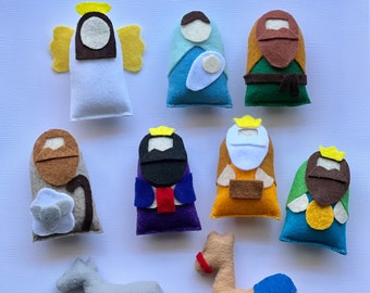 Kids Nativity Set - Handmade Felt 9-Piece Set | Toddler Nativity Set | Nativity Teaching Toys | Nativity Play Set