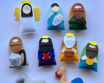Handmade Felt Nativity Set: 9-Piece Toddler Set