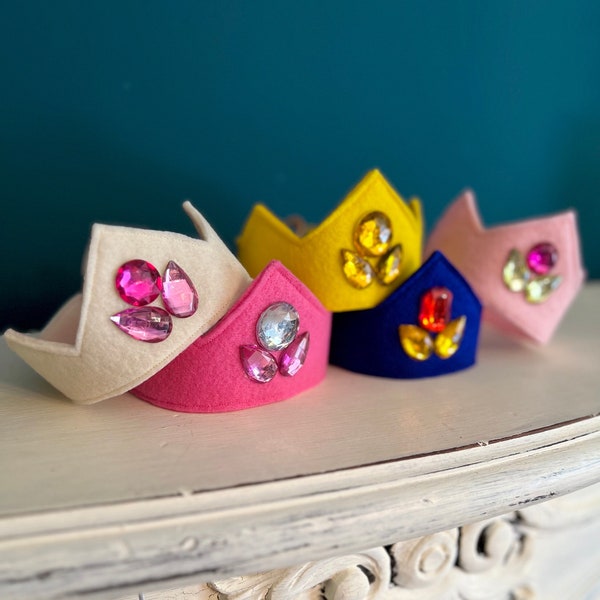 Felt Princess Crown | Jewel Tiara | Princess Dress Up | Jewel Crowns | Princess Party Crown | Felt Crowns | Princess Play Crown
