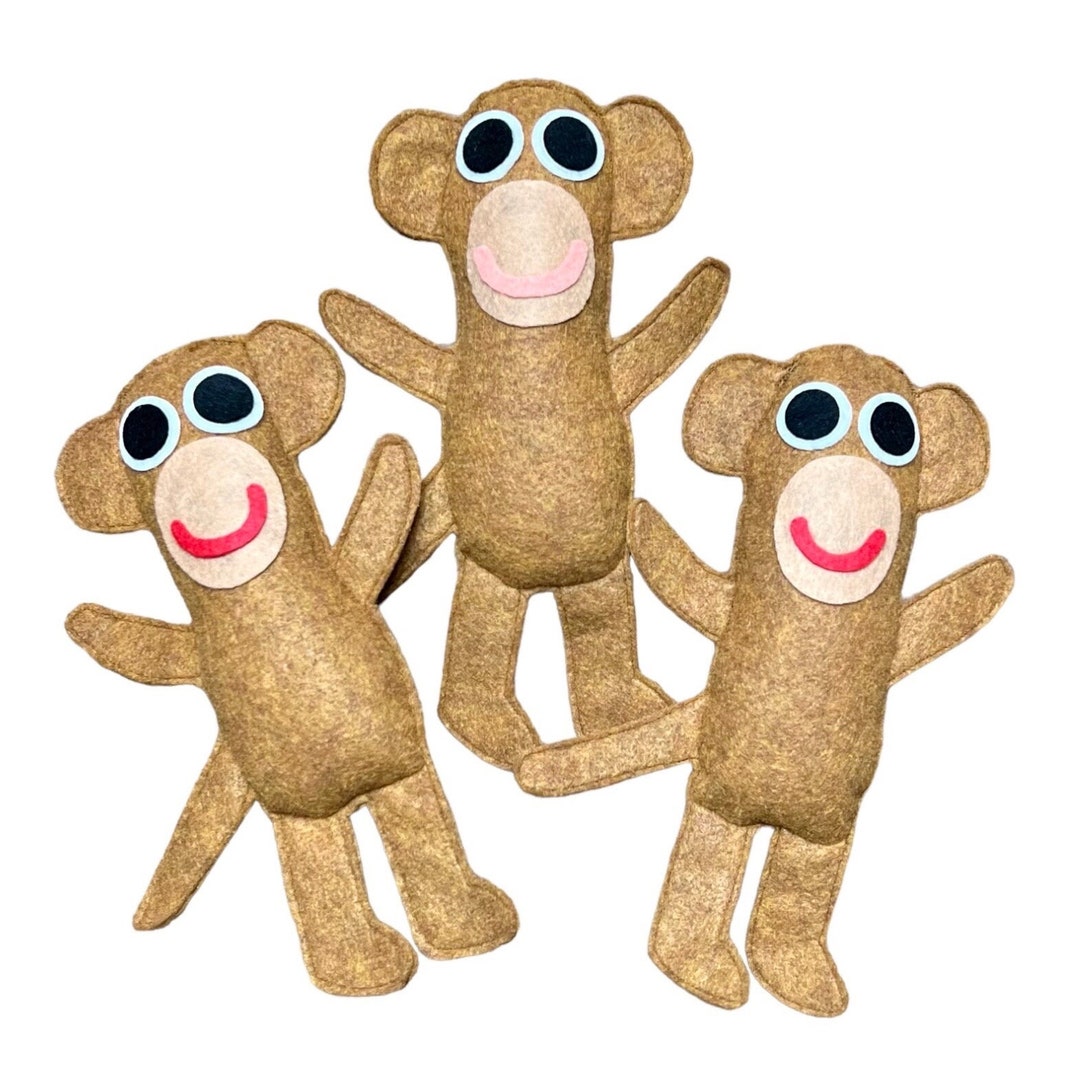 Monkey Stuffed Animal Felt Monkey Monkey Plush Floppy Etsy