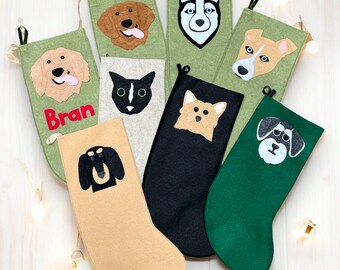 Felt Dog Christmas Stocking, Personalized Pet Gift