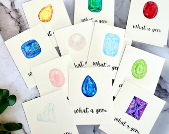 Watercolor Gemstone Note Cards, Original Artwork