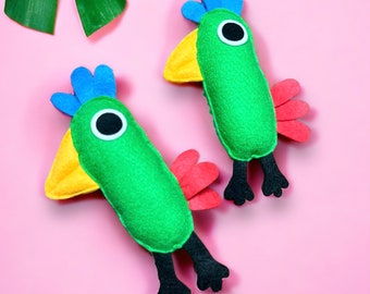 Handmade Felt Parrot Stuffed Animal: Quirky Tropical Bird Toy