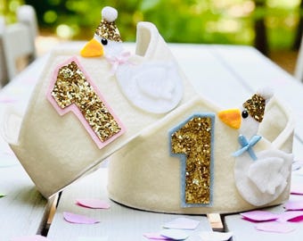 One Silly Goose 1st Birthday Crown and Tassel Garland