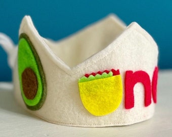 First Fiesta Birthday Crown: Handmade Taco Party Hat and Tassel Garland for High Chair