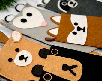 Handmade Felt Woodland Animal Christmas Stocking: Bear, Fox, Deer, Opossum and Raccoon
