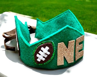 Football 1st Birthday Crown: Handmade Sports Party Decor and Tassel Garland, 1st Down