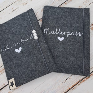 Maternity passport cover | Maternity passport cover made of felt | Mother's passport cover customizable | robust felt in dark gray or light gray | personalized