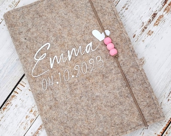 U-Heft Hülle aus Filz hellgrau oder dunkelgrau, U Heft Hülle personalisierbar, U Heft Hülle mit Impfpass,U Heft Hülle für Jungen und Mädchen