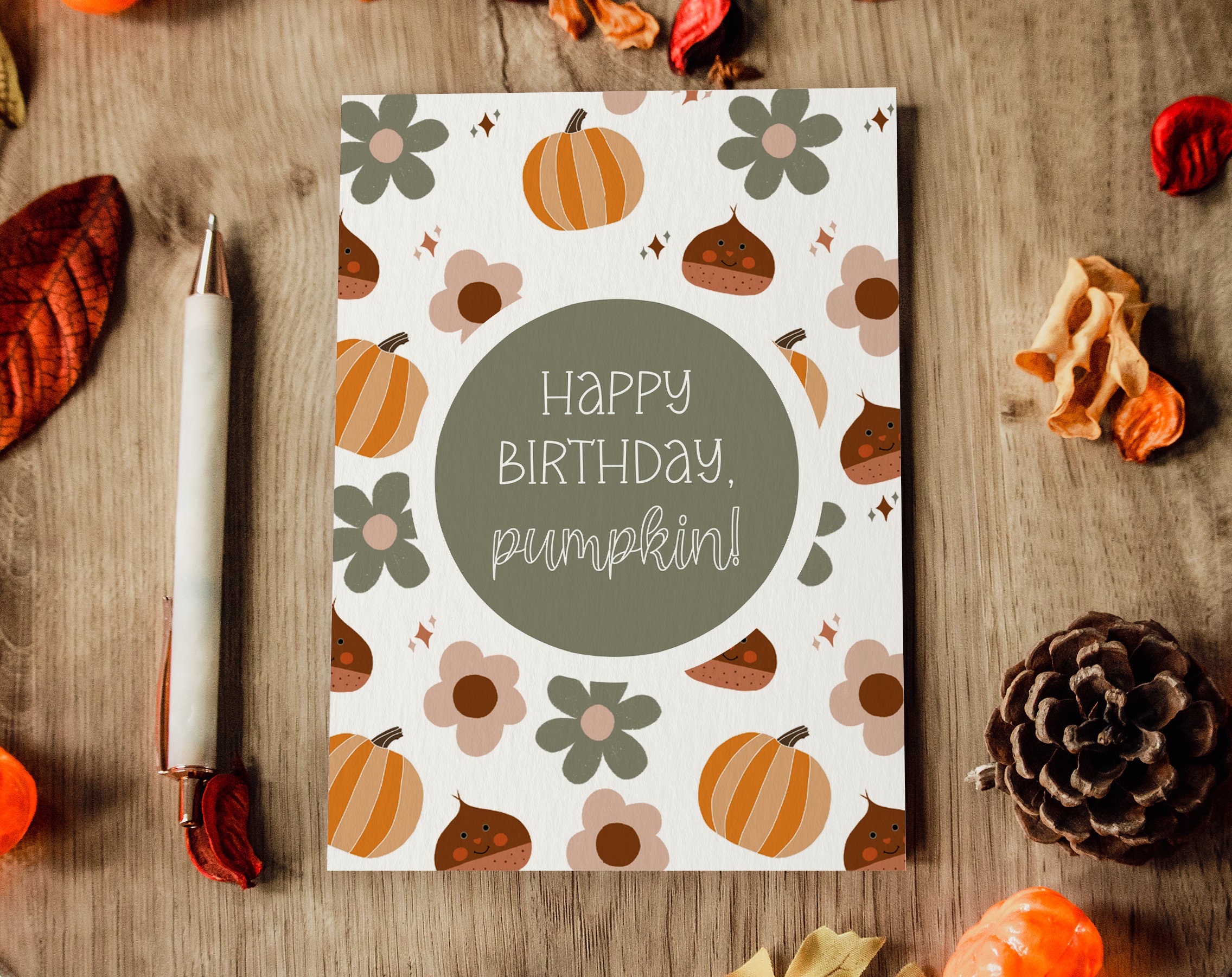 PRINTABLE Birthday Card With a Cozy Fall Pattern - Happy Birthday ...