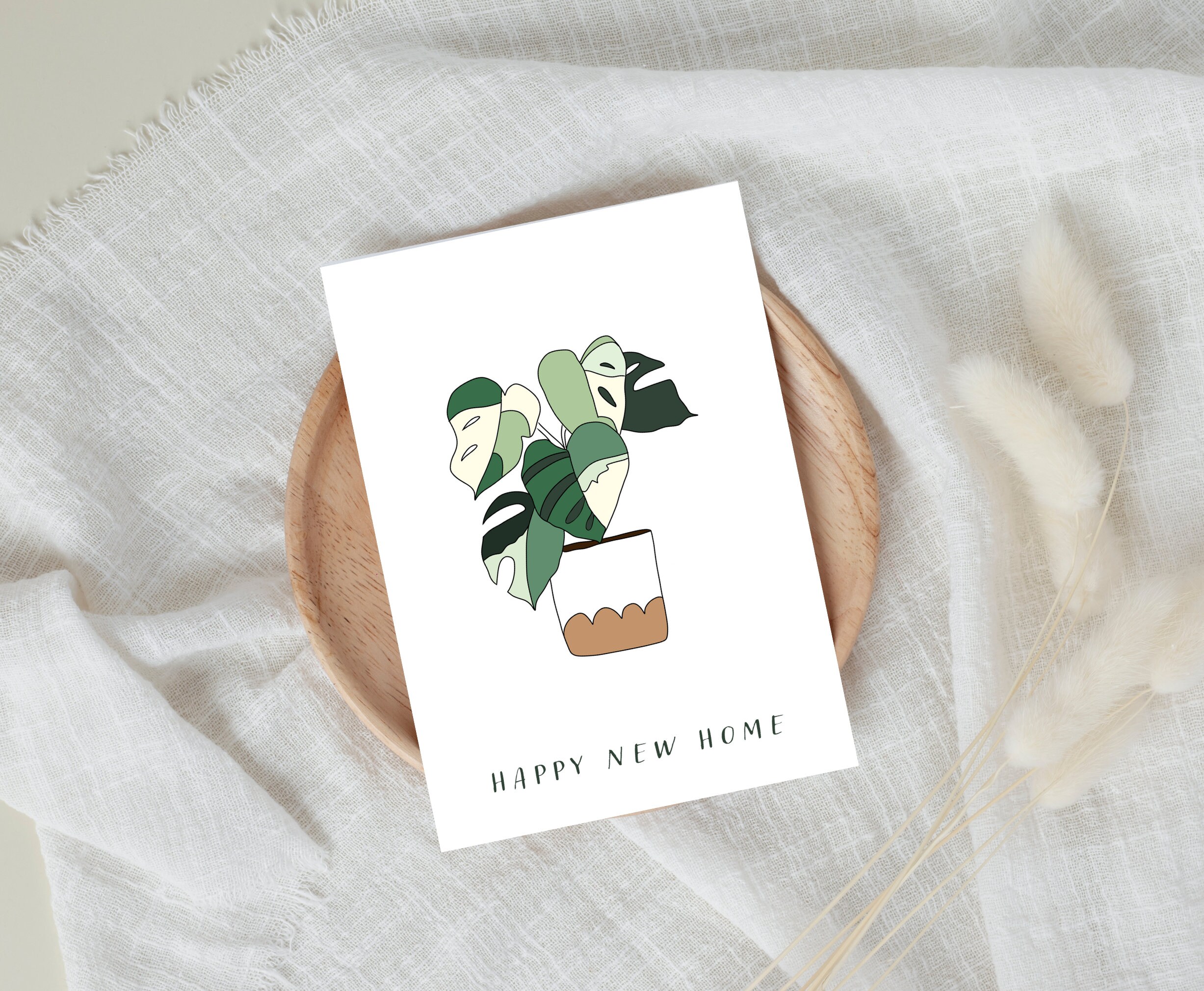 PRINTABLE Greeting Card With Plant Happy New Home Card, Digital ...