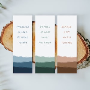 Set of 3 printable affirmation bookmarks - 2x6 inch, book lovers gift, digital bookmarks, positivity bookmarks, minimalistic bookmarks