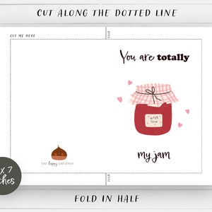 PRINTABLE greeting card with jar of jam You are totally my jam card, digital download, 5 x 7 inches card, Valentine's day card image 2