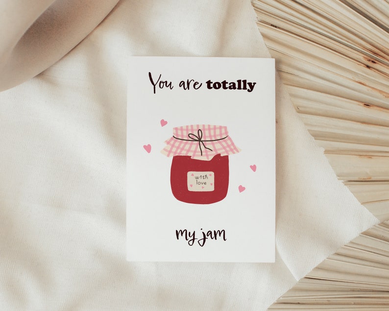 PRINTABLE greeting card with jar of jam You are totally my jam card, digital download, 5 x 7 inches card, Valentine's day card image 8