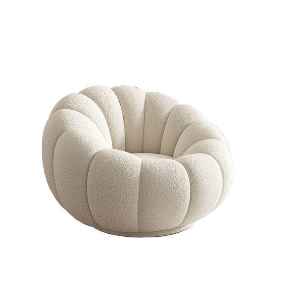 Modern White Lounge Boucle Chair Ivory White Bouncle Lounge Etsy
