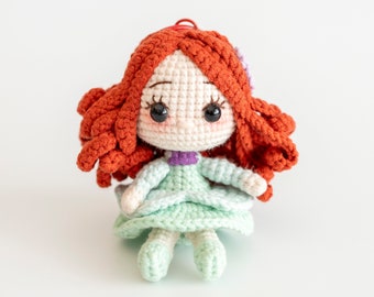 Crochet princess doll, princess keychain, amigurumi princess keychain, princess crochet keychain, handmade princess doll