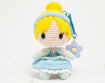 Crochet princess doll, princess keychain, amigurumi princess keychain, princess crochet keychain, handmade princess doll