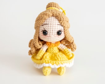 Crochet princess doll, princess keychain, amigurumi princess keychain, princess crochet keychain, handmade princess doll
