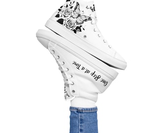 Zapatillas altas de lona personalizadas – Diseño de mariposas y flores